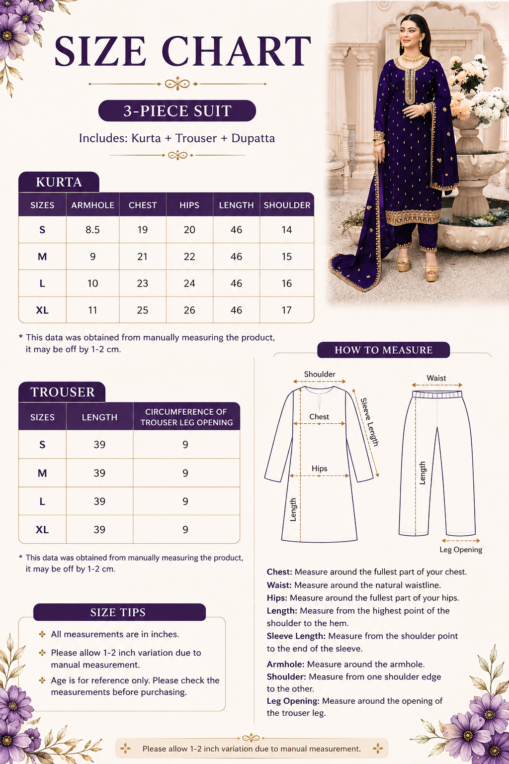 Royal Amethyst Embroidered 3-Piece Kurta Set
