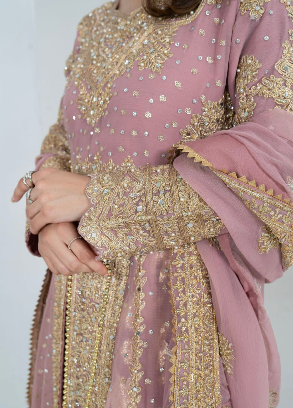 Noor Begum Embroidered Chiffon Gown – 4 Piece Festive Set (SIZE 48-50)
