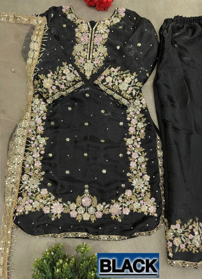 Elegant Embroidered 3-Piece Suit Set