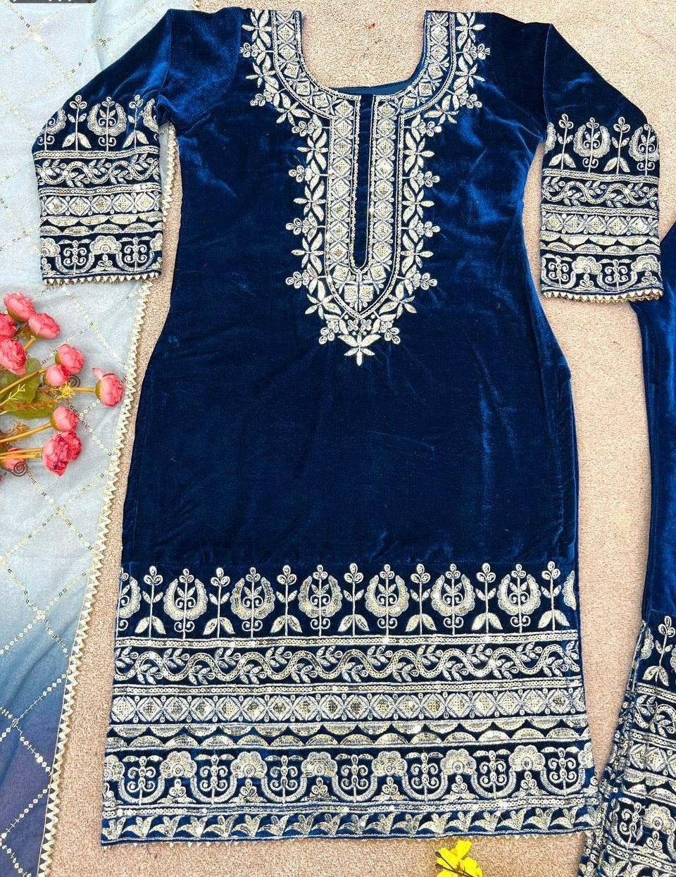 Velvet Party Wear Suit Set