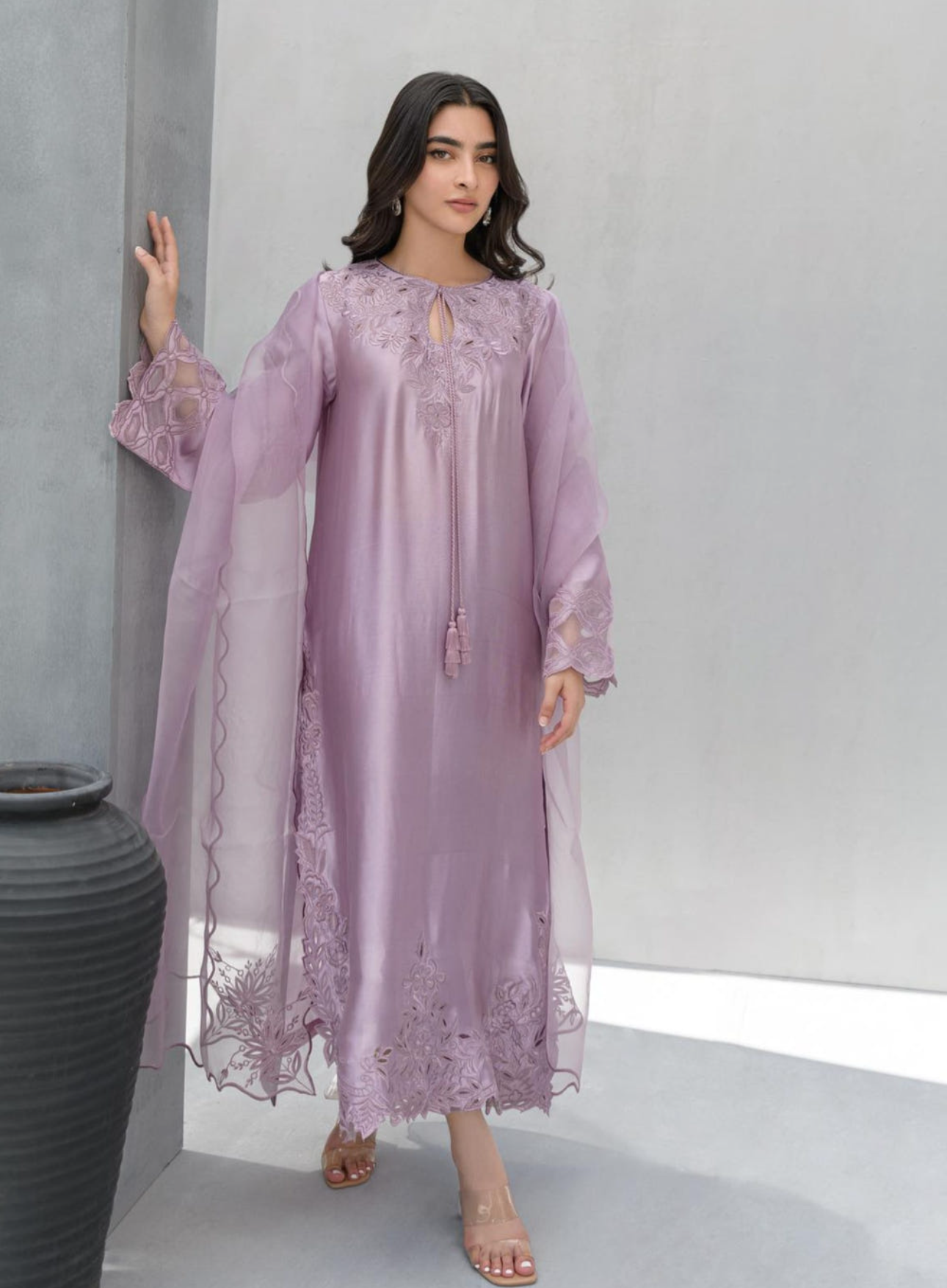 Lilac Era – Embroidered 3-Piece Shamooz Silk Suit