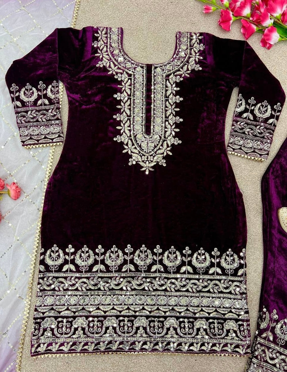 Velvet Party Wear Suit Set