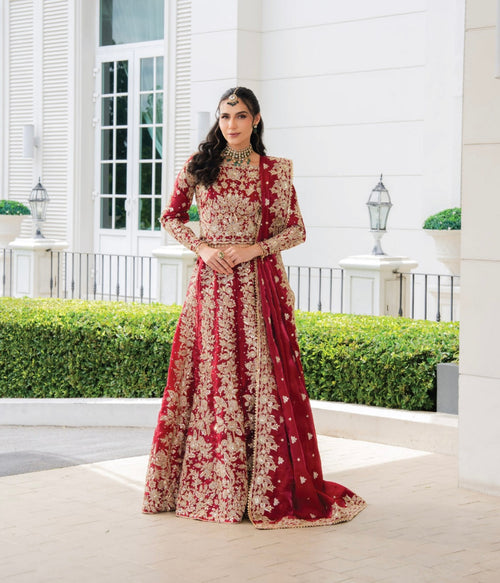 Crimson Royal Embroidered Lehenga Set