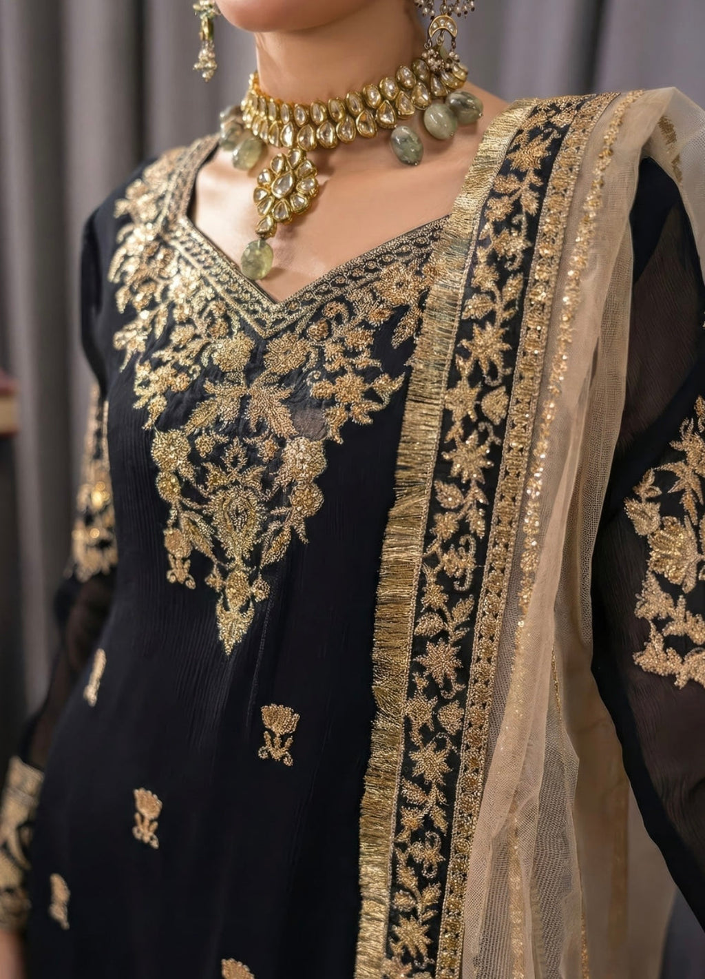 Black Chiffon Suit