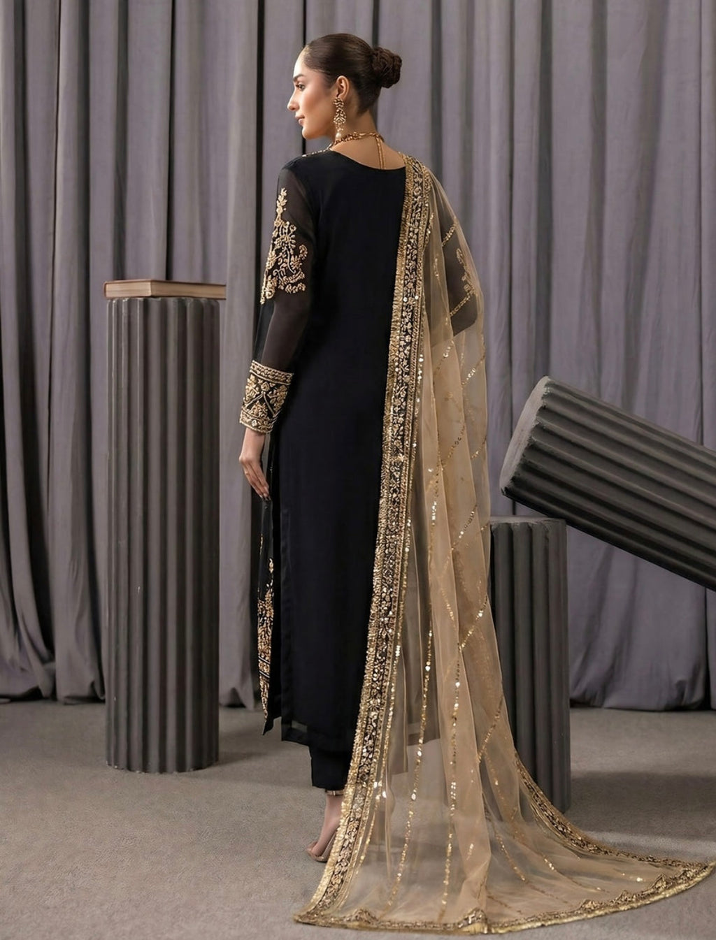 Black Chiffon Suit