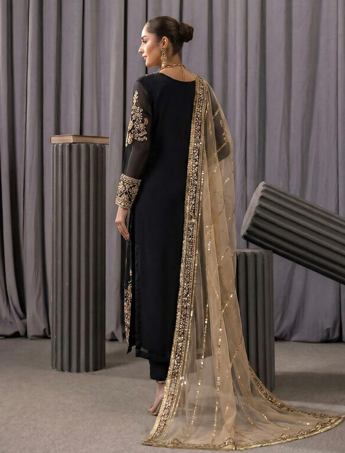 Black Chiffon Suit