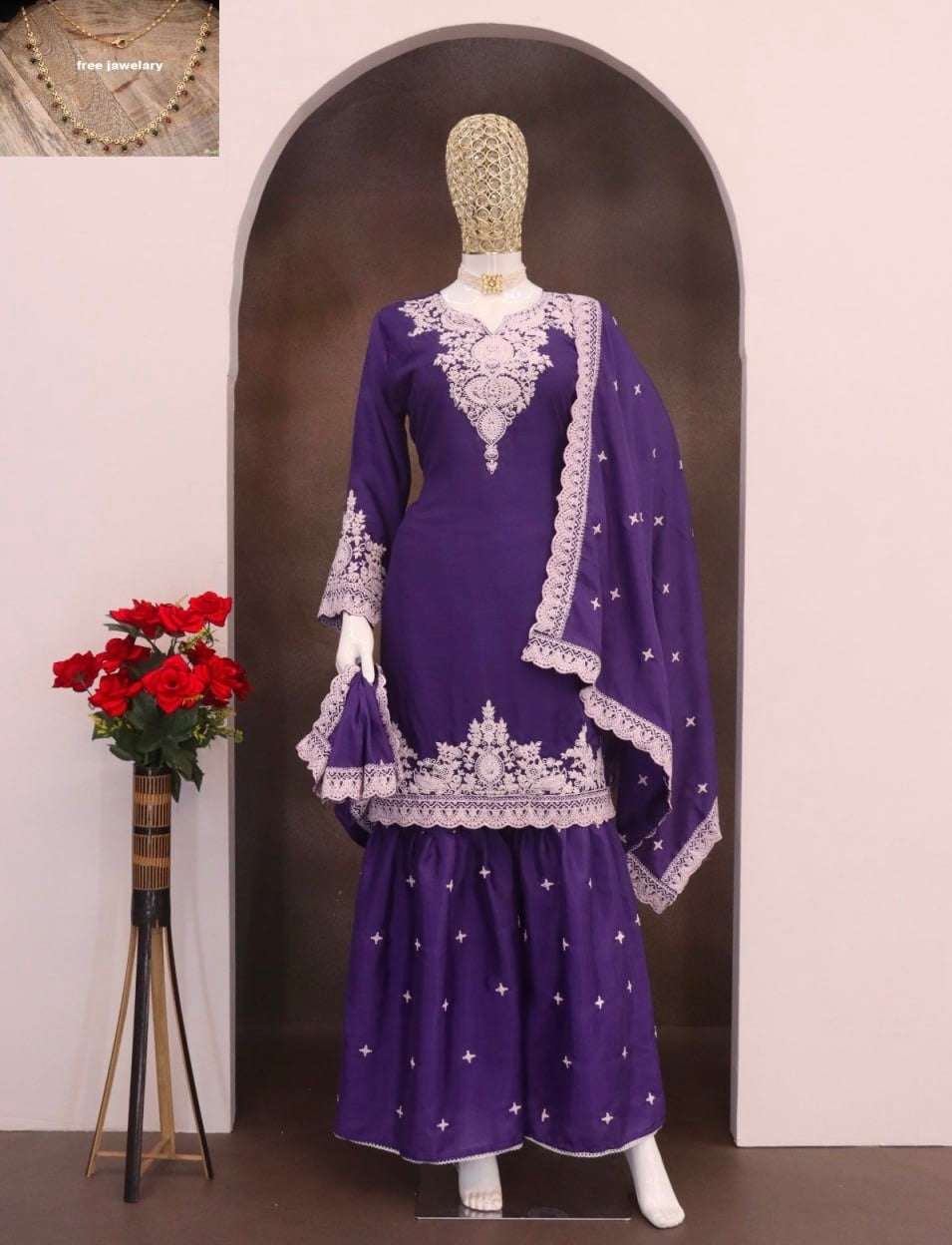 Embroidered Sharara Suit (XL-42)