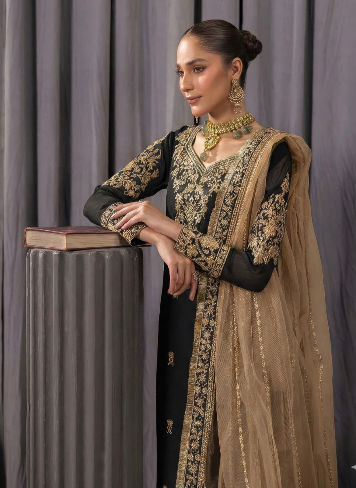 Black Chiffon Suit