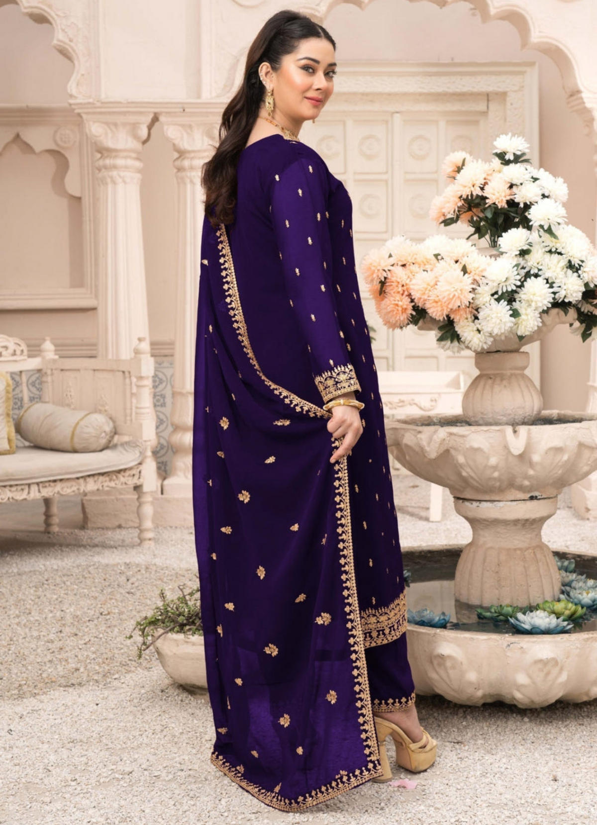 Royal Amethyst Embroidered 3-Piece Kurta Set