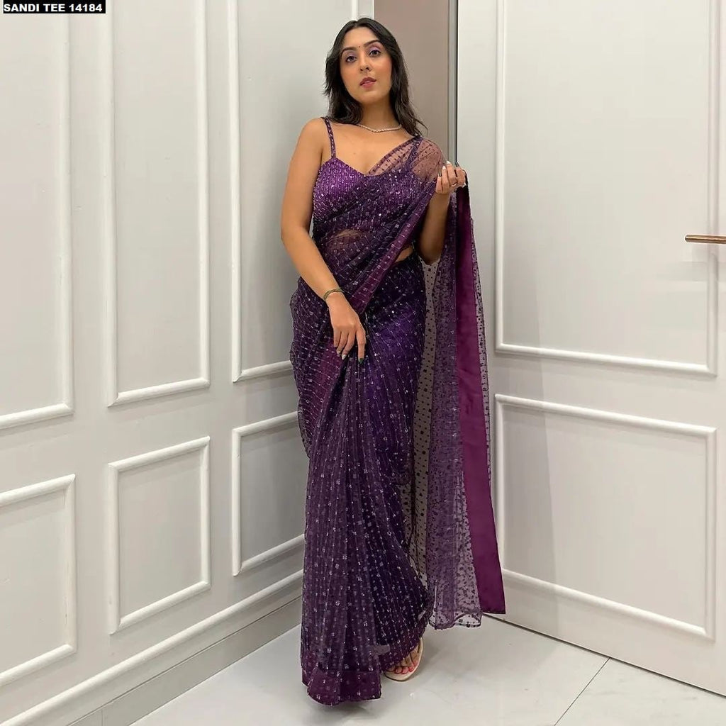 RKSANDI 14184 – Designer Butterfly Net Saree