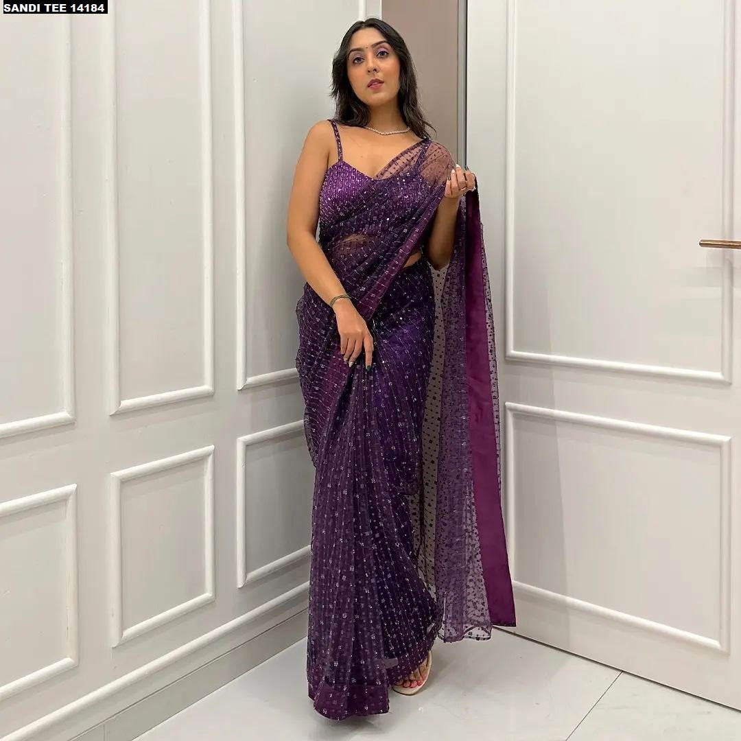 RKSANDI 14184 – Designer Butterfly Net Saree