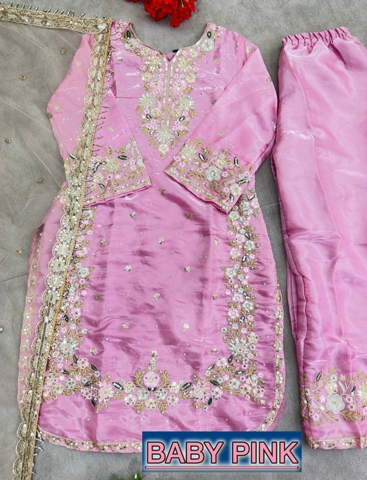 Elegant Embroidered 3-Piece Suit Set