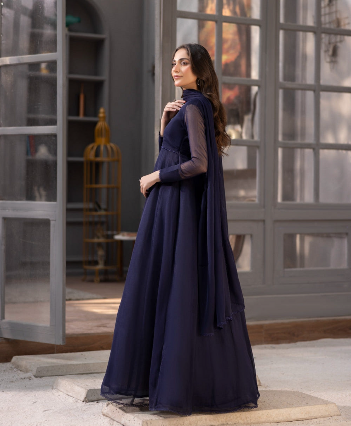 Elegant Chiffon Flared Maxi 2-Piece Suit