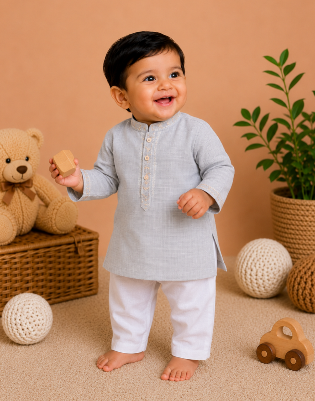 Baby Boy Cotton Kurta Trouser Set