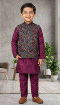 Boys Premium Jacquard Koti Kurta Pyjama Set
