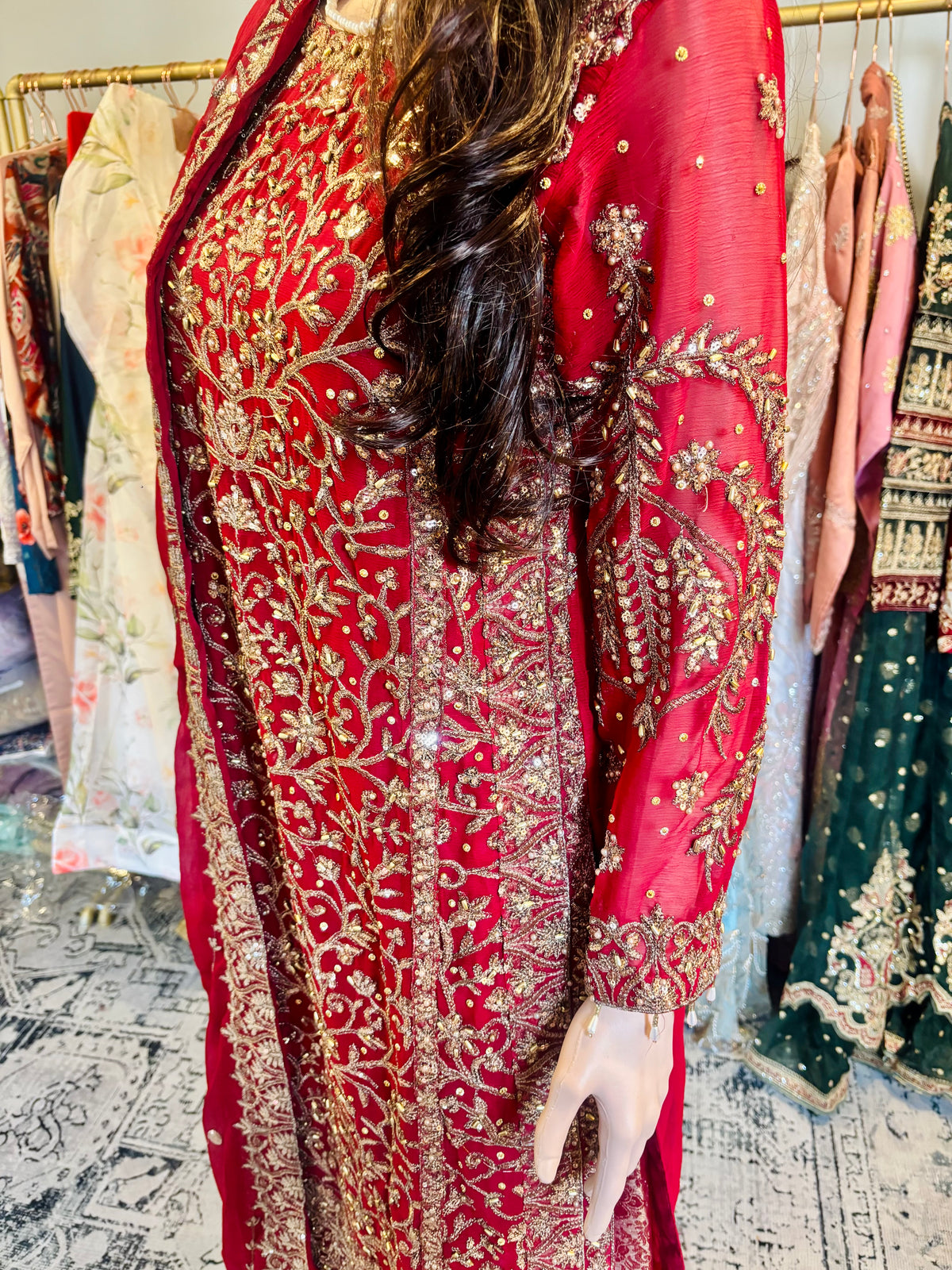 Maroon Embroidered Sharara Suit – 3-Piece Set