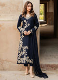 Elegant Navy Blue Embroidered Kurta Set – 3 Piece Ensemble