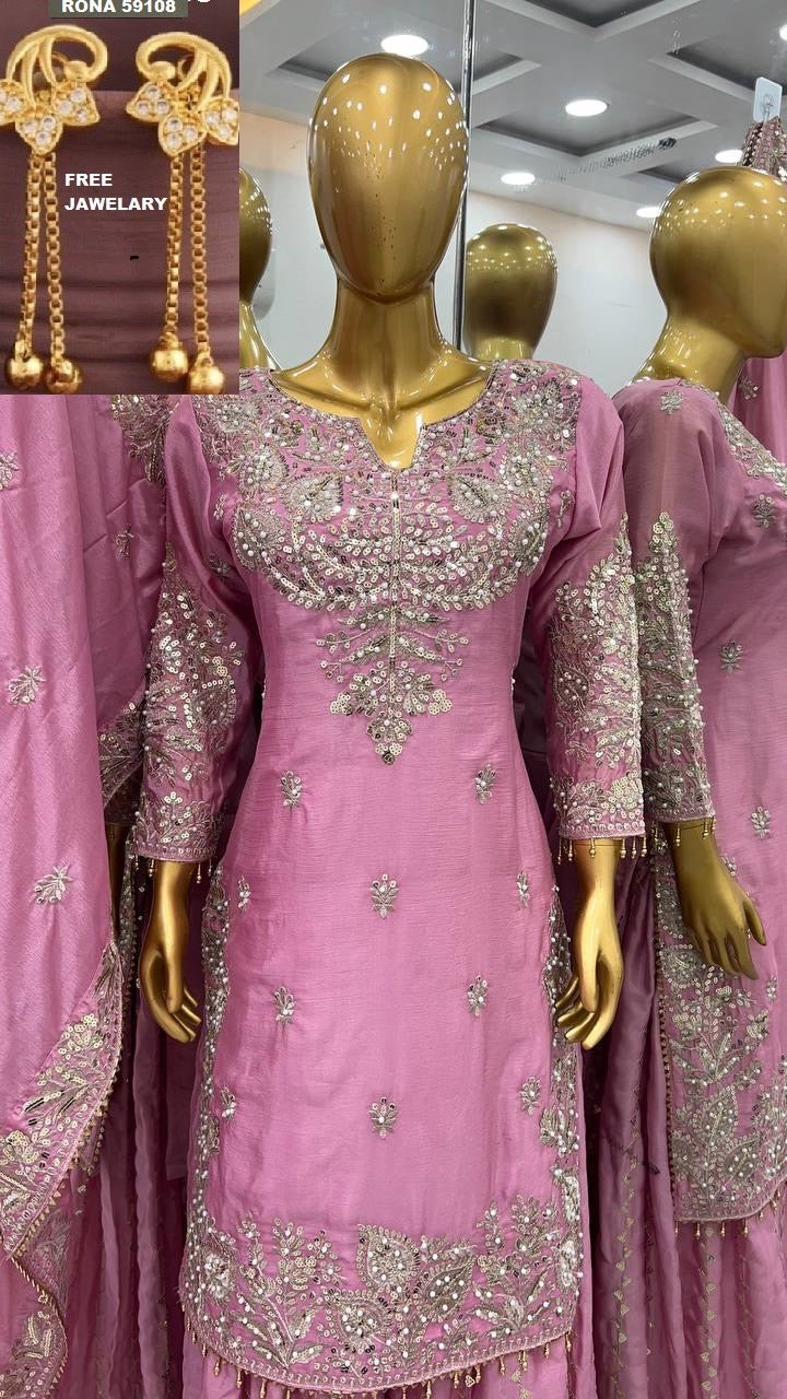 Premium Embroidered Gharara Suit Set