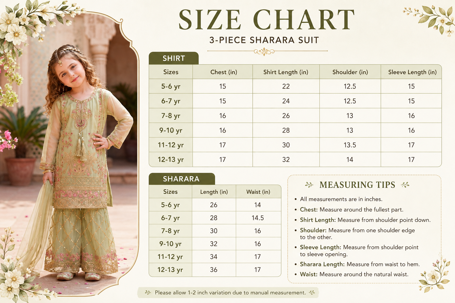 Pistachio Green Embroidered Organza 3-Piece Gharara Set
