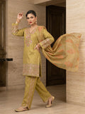 Elegant Marigold Jacquard Embroidered Suit Set