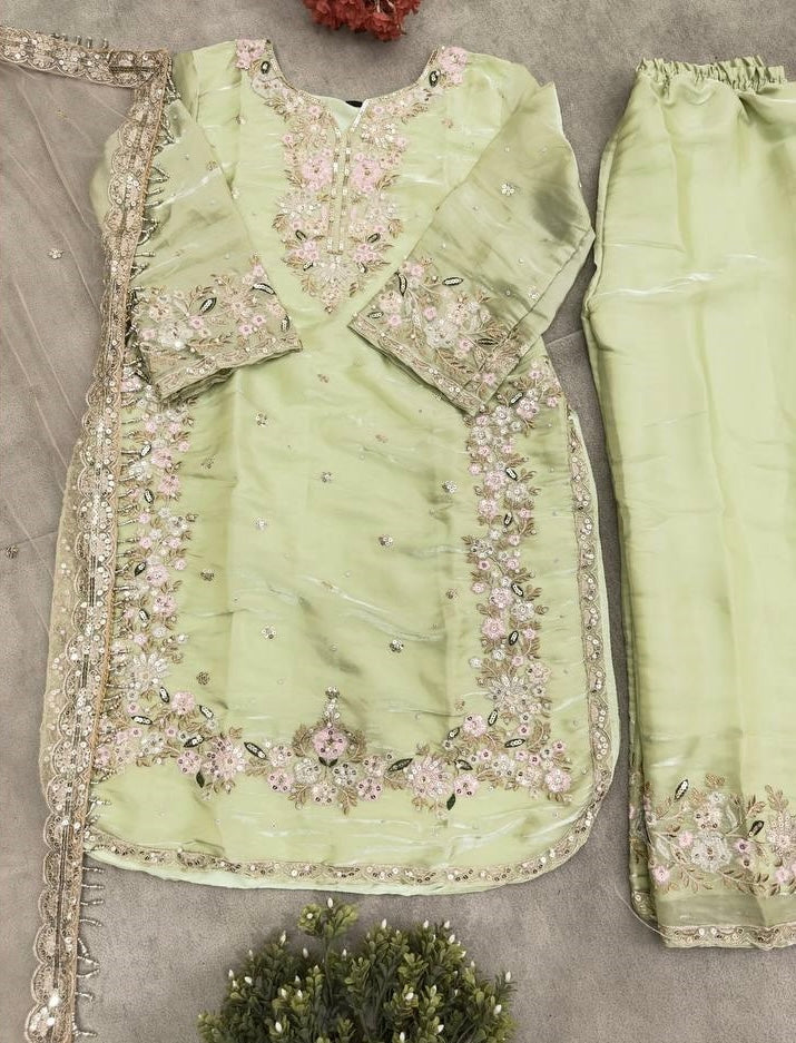 Elegant Embroidered 3-Piece Suit Set