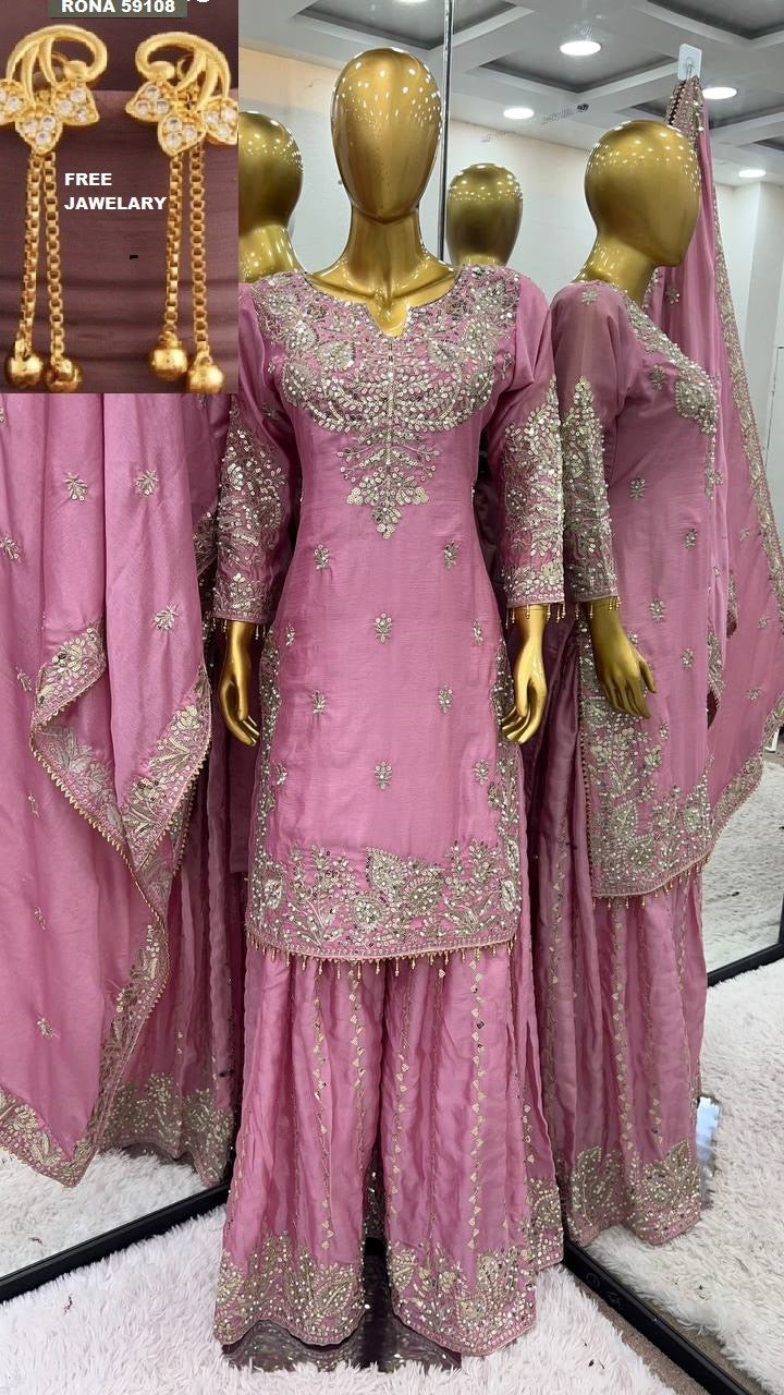Premium Embroidered Gharara Suit Set