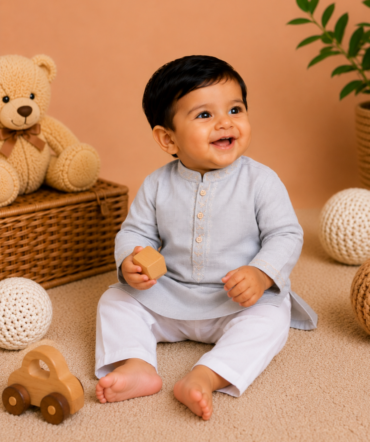 Baby Boy Cotton Kurta Trouser Set