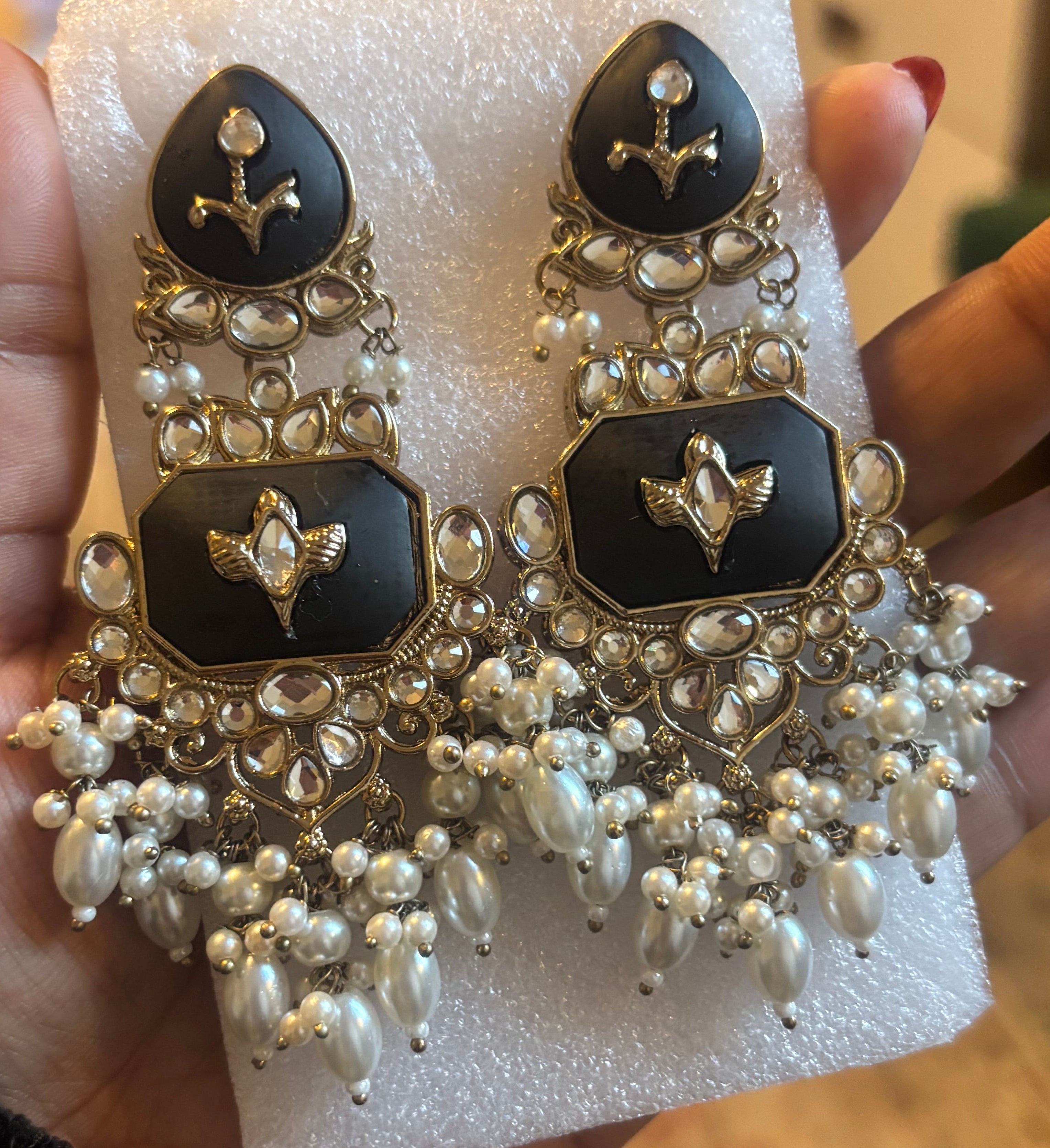 Premium Kashmiri Polki Kundan Earrings