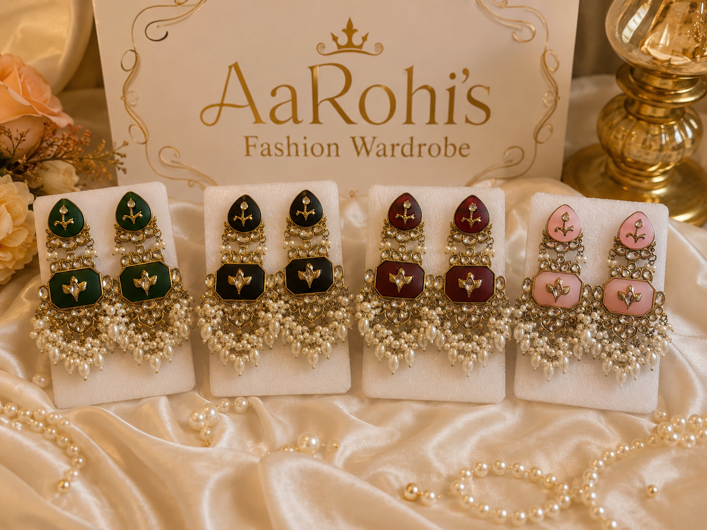 Premium Kashmiri Polki Kundan Earrings
