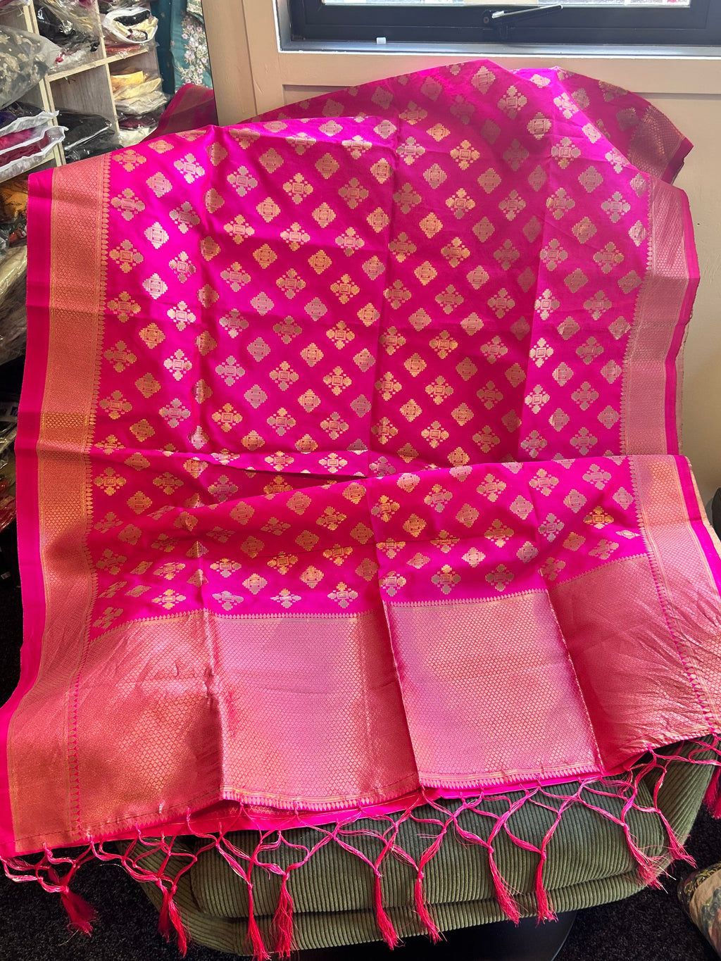 Rani Pink Silk Dupatta