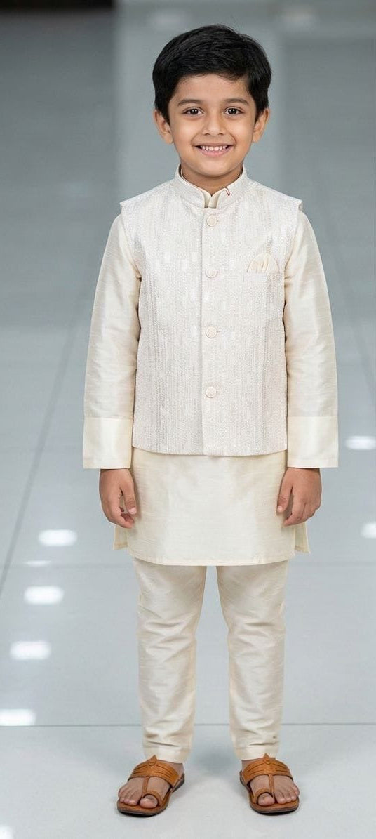 White Koti Kurta Pyjama Set