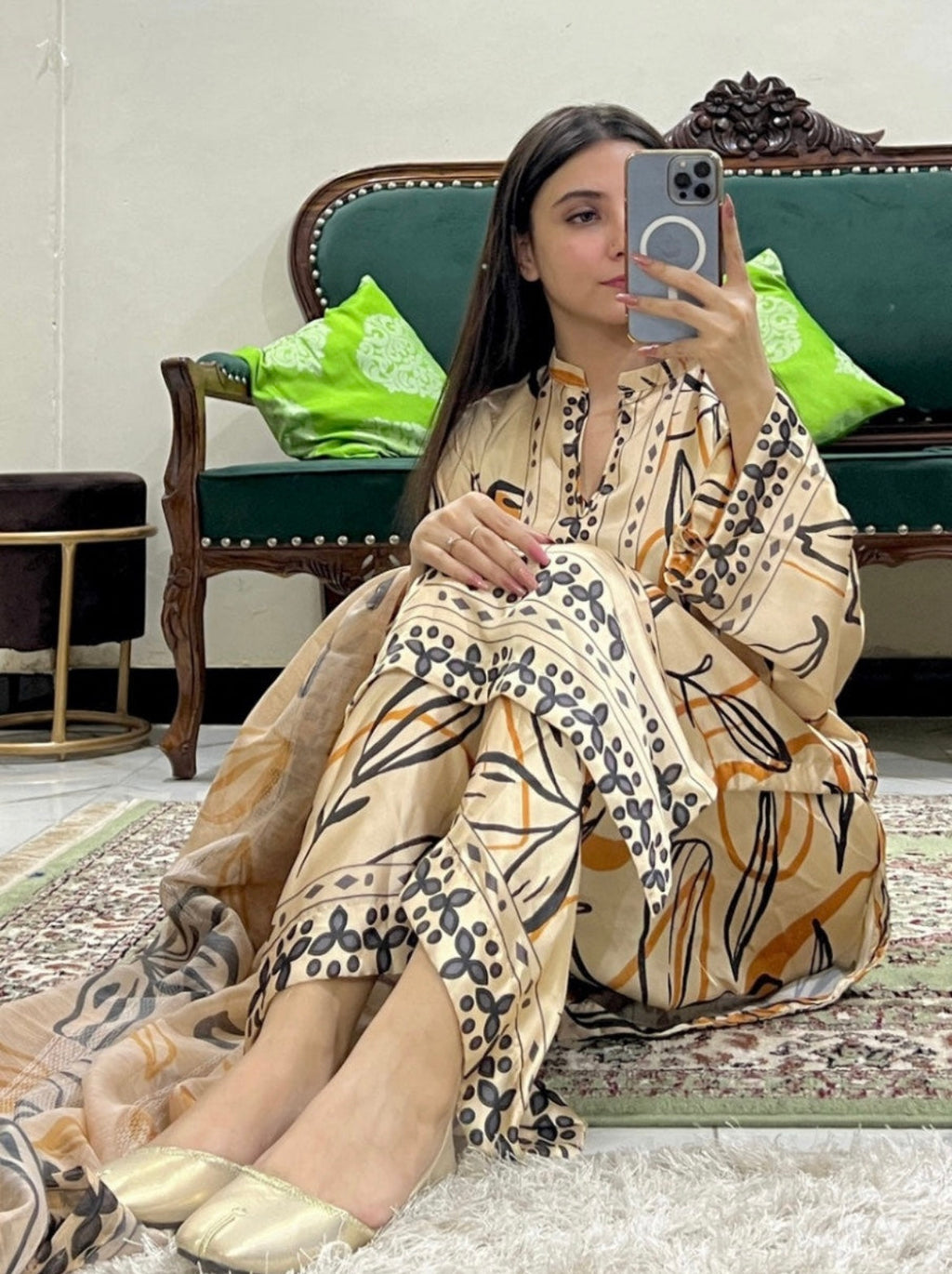 3-Piece Beige Suit – Neelum Collection