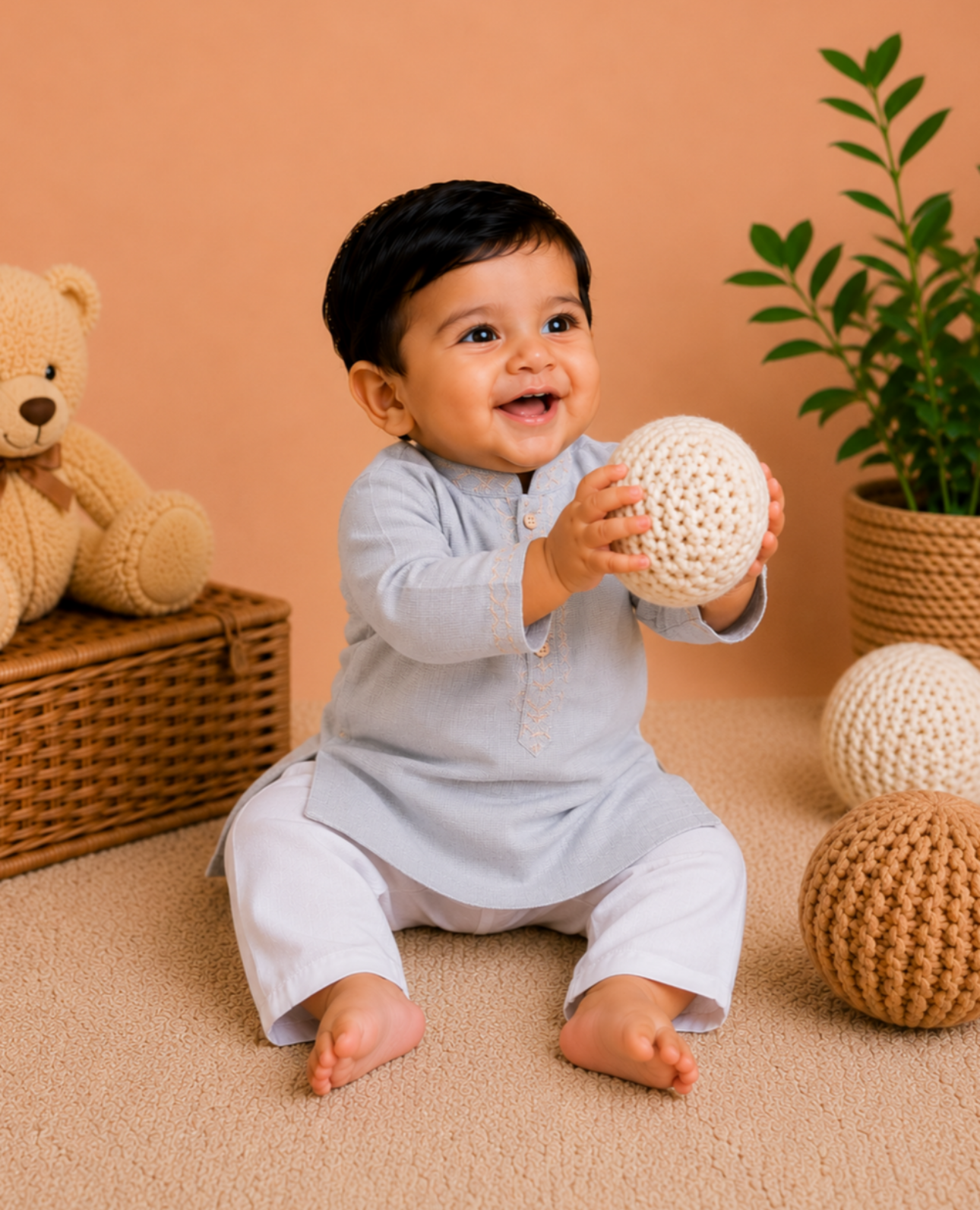 Baby Boy Cotton Kurta Trouser Set