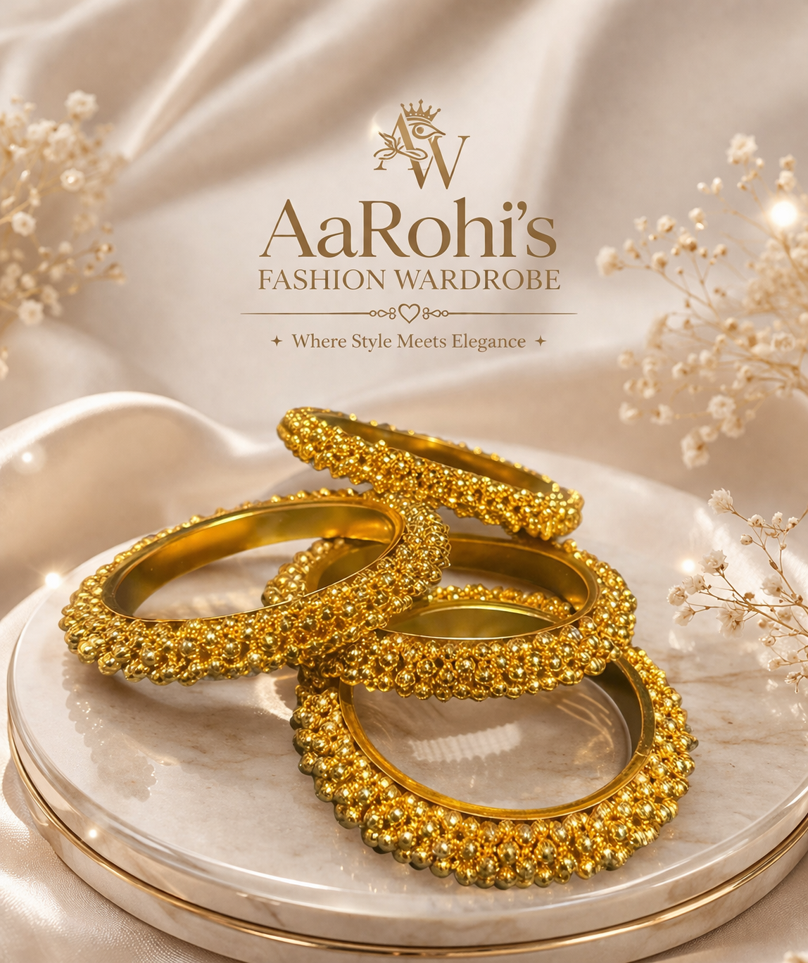 Golden Boondi Kada Bangles