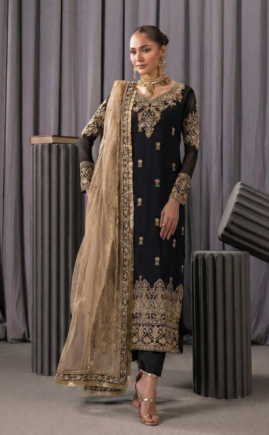 Black Chiffon Suit