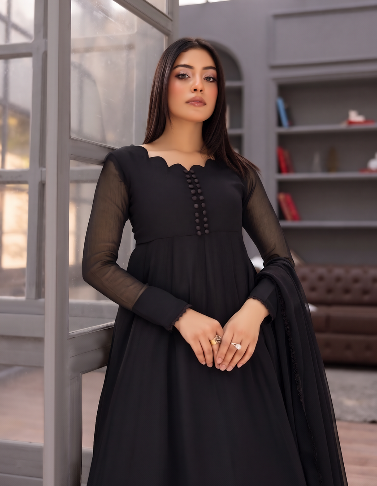 Elegant Chiffon Flared Maxi 2-Piece Suit