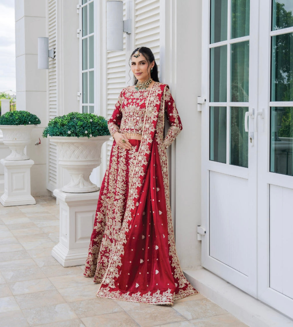 Crimson Royal Embroidered Lehenga Set