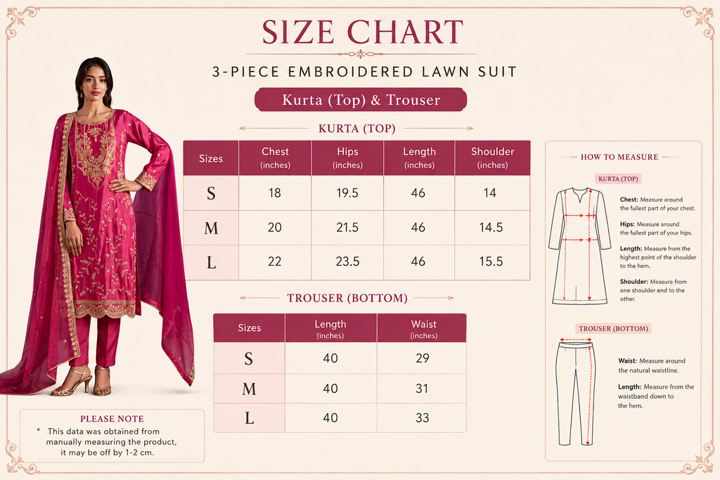 Hot Pink Embellished Silk 3-Piece Suit