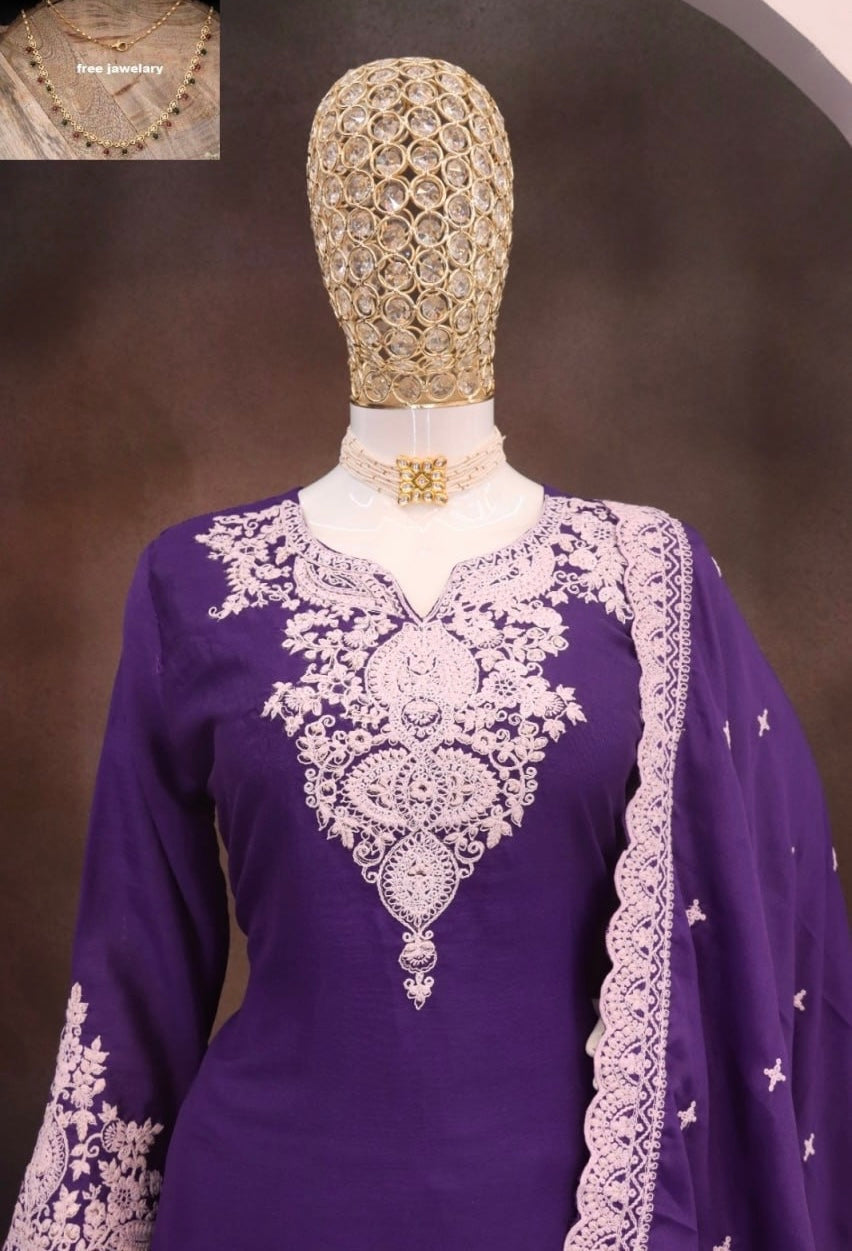 Embroidered Sharara Suit (XL-42)