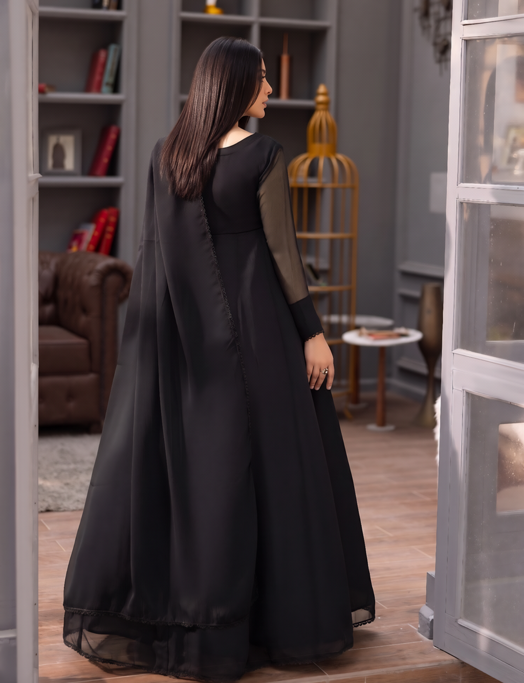 Elegant Chiffon Flared Maxi 2-Piece Suit