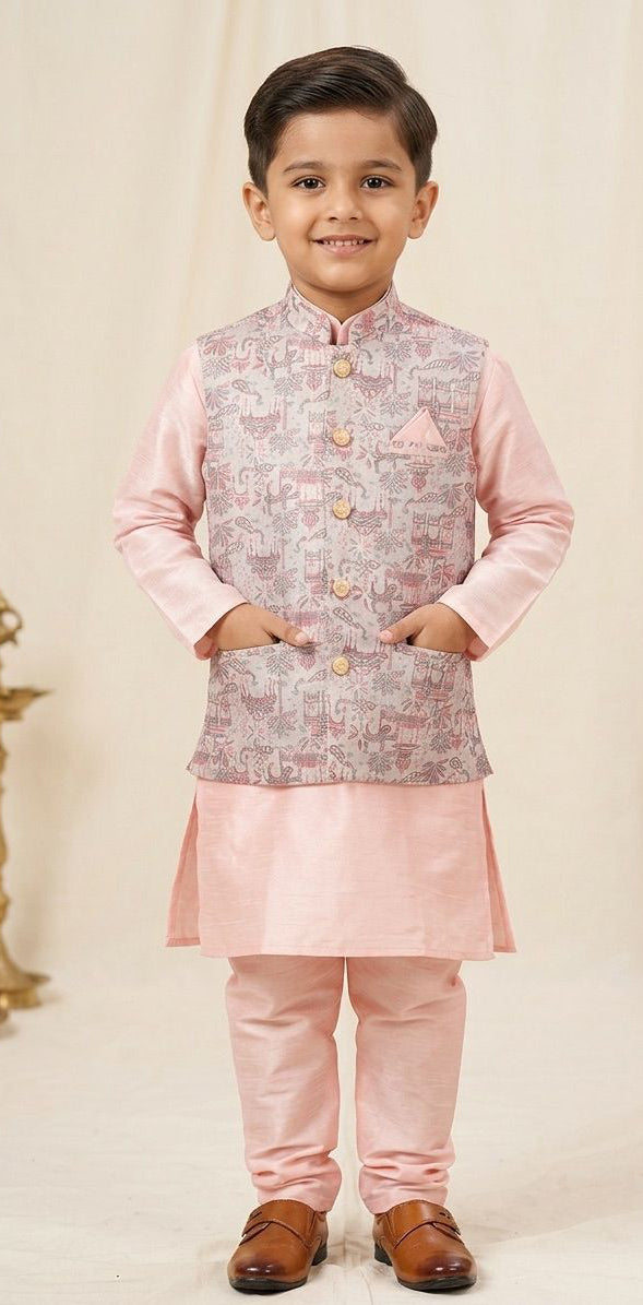 Peach Koti Kurta Pyjama Set