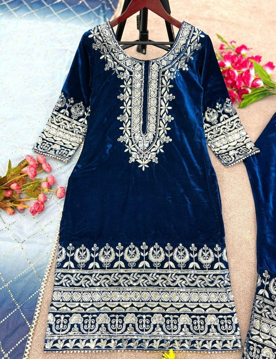 Velvet Party Wear Suit Set