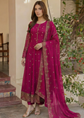 Magenta Embroidered Flared Maxi 3-Piece Suit