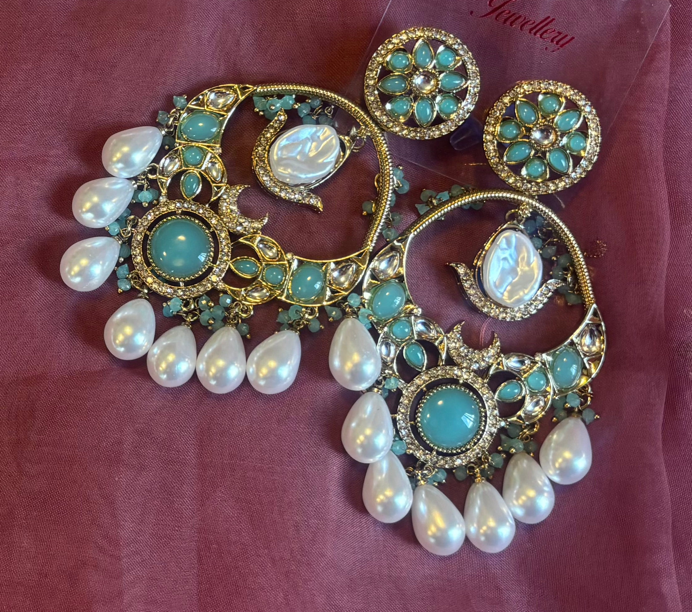 Premium Quality Kundan Polki Earrings with Pearl Drops
