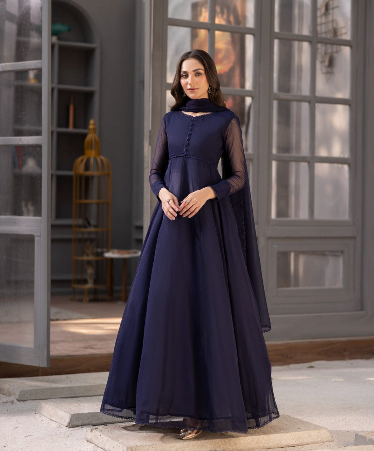 Elegant Chiffon Flared Maxi 2-Piece Suit