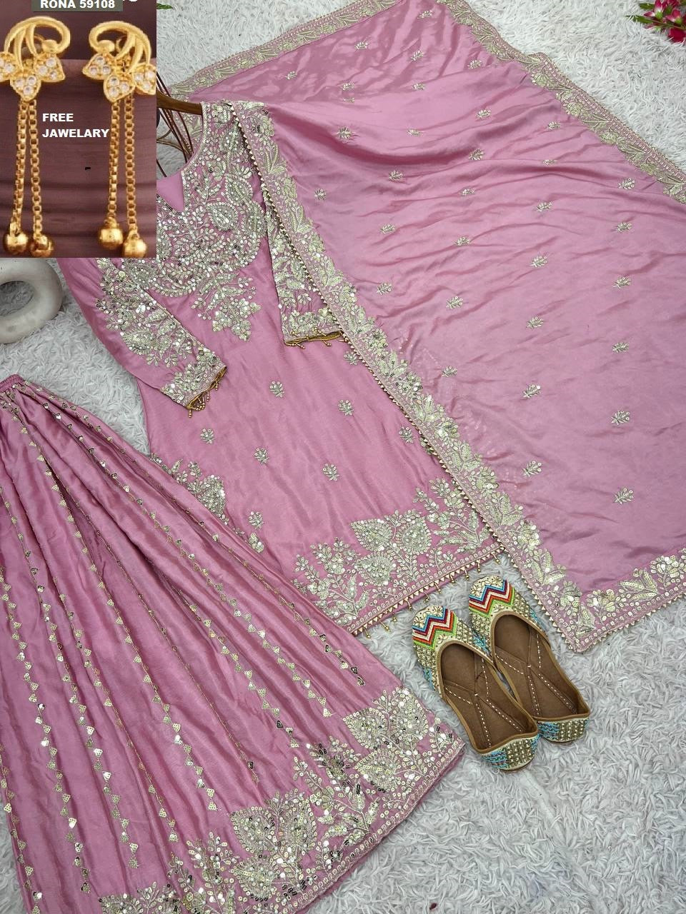 Premium Embroidered Gharara Suit Set
