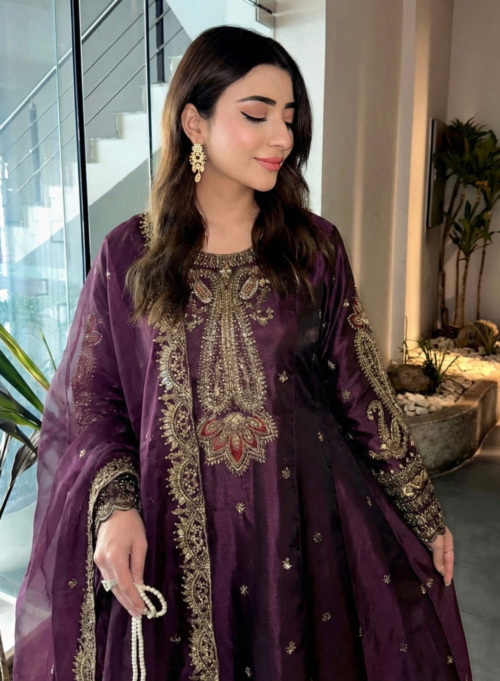 Plum Purple Flared Maxi Set – Grace in Every Flow