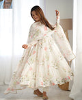 White Floral Anarkali Suit