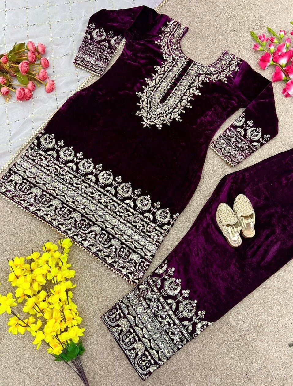 Velvet Party Wear Suit Set