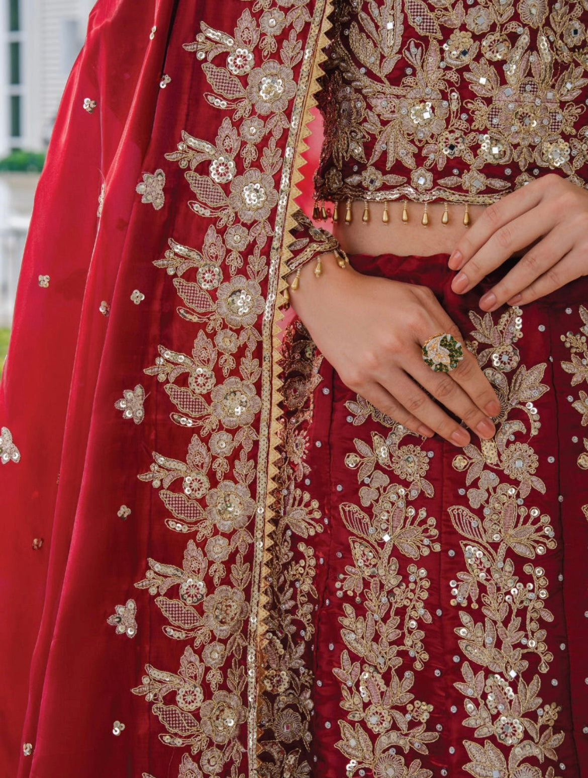 Crimson Royal Embroidered Lehenga Set